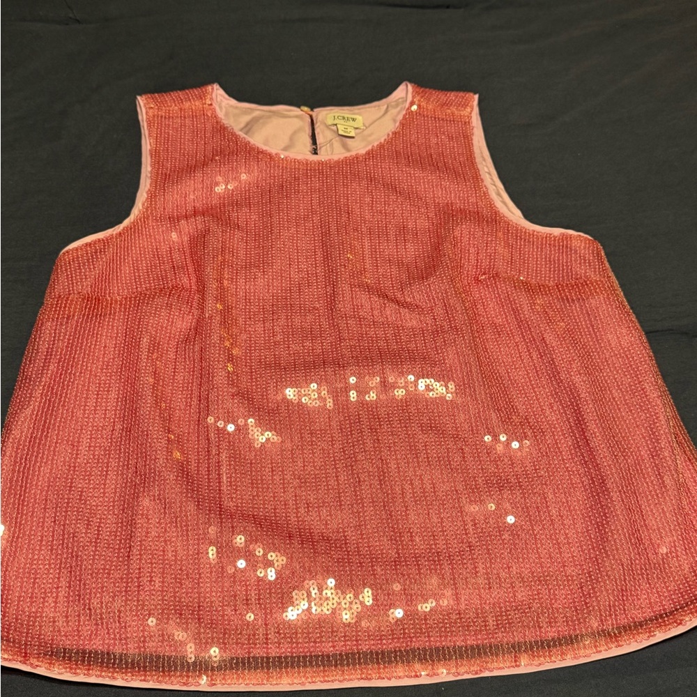 J. Crew Coral Sequin Top